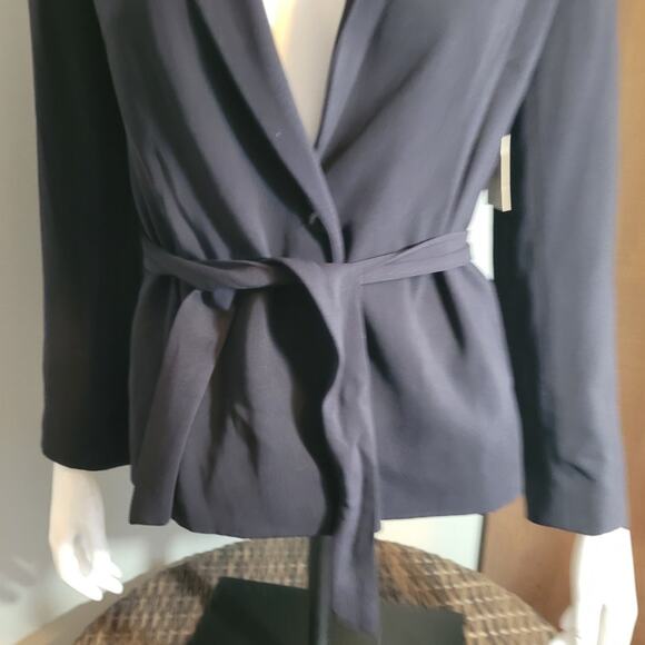 NWT HILLARD & HANSON Womens Black Belted Blazer 4 Single Button Removable Sash - Picture 2 of 14
